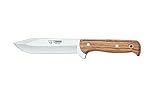 Cuchillo caza Cudeman 119-L con mango de madera de olivo y hoja de 13 cm Incluye funda, total 25 cms, uso deportivo,...