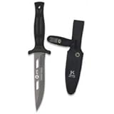 K25 32193. Cuchillo Botero K25. Mango de goma negra. Hoja:11 cm. Funda de nylon. Herramienta para Caza, Pesca, Camping,...