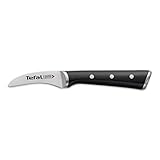 Tefal Ingenio Ice Cuchillo pelador, acero cepillado, cuchillo de una sola pieza, mango remachado, negro, 7 cm