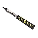 Pielcu- 11724- Navaja Mariposa Mango de Acero y Aluminio Negro. Hoja 12.5 cm - Herramienta para Caza, Pesca, Camping,...