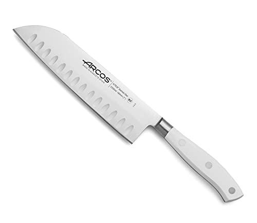 Arcos Serie Riviera Blanc, Cuchillo Santoku Cuchillo Asiático, Hoja de Acero Inoxidable Forjado Nitrum 180 mm, Mango de...