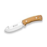 Joker Cuchillo desollador Oso-D CO56 Hoja MOVA de 12 cm, con cachas en Madera de Olivo, Funda de Cuero, 210 gr,...