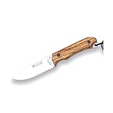 Joker Cuchillo Bushcraft Águila CO104, Mango de Madera de Olivo, Hoja de 10,5 cm, Incluye Funda de Cuero marrón,...