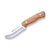 Joker Cuchillo Bushcraft Arrui 9' CO64, Hoja de 9 cm, Mango de Madera de Olivo, Incluye Funda de Cuero marrón,...