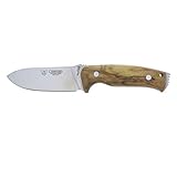 Cudeman Cuchillo de Supervivencia 298-L Modelo 'Fab' con Mango de Madera de Olivo y Funda de Cuero marrón incluida -...