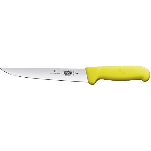 Victorinox Cuchillo de cocina, cuchillo de matanza Fibrox con mango ergonómico, longitud 18 cm, amarillo