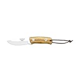 Joker Cuchillo Bushcraft Rabbit CO76, Hoja INOX MOVA de 8,5 cm, con cachas en Madera de Olivo, Funda de Cuero,...