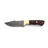 Abanak T120 cuchillo de caza de acero de damasco artesanal, 23cm, 11,5 hoja x 11,5 mango
