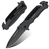 Navaja Plegable Morpilot Cuchillo de Acero Inoxidable con Punta Rompevidrio y Cutter Cinturón Cuchillo Plegable con...