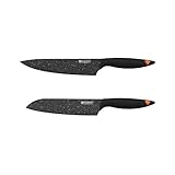 Blaumann Set de 2 Cuchillos para Carne Antiadherentes Mango Silicona Resistente Santoku y Cuchillo de Chef bañado...