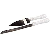 Mopec Cuchillo y Pala para Tarta con decoración en Forma de Corazones, Pack de 1 Juego, Resina, Blanco,...