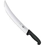 Victorinox Fibrox Cuchillo de cocina, cuchillo de banco con mango ergonómico de madera y hoja de 25 cm, color negro