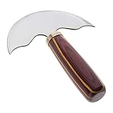 P Prettyia Cuchillo de Corte de Cuero Media Luna de Acero Cortador de Borde para Cinturón Bolso de Cuero DIY - Grande