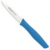 Arcos Serie Nova, Cuchillo Mondador, Hoja de Acero Inoxidable de 85 mm, Mango de Polipropileno Color Azul