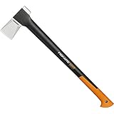 Fiskars Hacha 2,4 kg, Con estuche de almacenamiento y transporte, Longitud: 77 cm, Capa antiadherente, Cuchilla de...