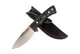 Muela Cuchillo Rhino RHINO-9M Hoja de Acero Sandvick 14C28N de 9 cm y empuñadura de micarta Negra para Caza, Pesca,...