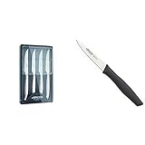 Arcos 378400 - Juego de cuchillos chuleteros, 110 mm (4pzs) + Serie Nova Cuchillo mondador, Acero inoxidable, Negro, 20...