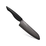 Kyocera ZK-160 BK-BK EU, Cuchillo Santoku del Chef, 16 cm, negro, hoja de cerámica de circonita afilada, afilada a...