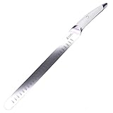 TUO B&W Cuchillo Jamonero Profesional 12' Acero Inoxidable de Alto Carbono Japonés con Mango Ergonómico (Blanco)