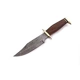 Abanak T114 cuchillo de caza de acero de damasco artesanal, 31cm, 17.5 hoja x 13.5 mango