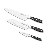 3 Claveles 28007 Set Cuchillos Cocina: Verduras 9cm + Santoku 18cm + Cocinero 20cm, Línea Toledo, Acero Inoxidable,...