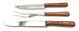 Juego de 3 piezas: cuchillo de cocina y tenedor, cocina y tenedor. Fabricado artesanalmente, Fabricado en Italia (madera...