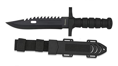 Cuchillo Negro engomado Hoja 19 cm para Caza, Pesca, Camping, Outdoor, Supervivencia y Bushcraft Albainox 32434 +...