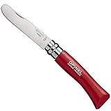 Opinel O001698 Navaja con Punta Redondeada y Mango en Carpe, Unisex, Rojo, M