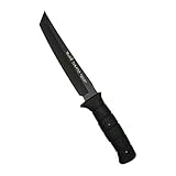 Muela Cuchillo japones TANTO-19N hoja de acero MoVa de 19 cm negra y empuñadura de goma para Caza, Pesca, Supervivencia...