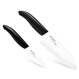 Kyocera Revolution - Juego de 2 cuchillos de cerámica (pelador y Santoku) blanco