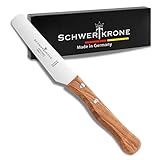 Schwertkrone Cuchillo de desayuno, cuchillo para panecillos, cuchillo de mantequilla con filo ondulado, mango de madera de olivo Solingen Germany