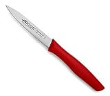 Arcos Serie Nova, Cuchillo Mondador, Hoja de Acero Inoxidable de 100 mm, Mango de Polipropileno Color Rojo