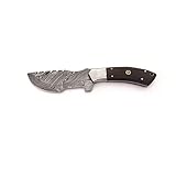 Abanak T112 cuchillo de caza de acero de damasco artesanal, 24.5cm, 12 hoja x 12.5 mango