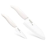 KYOCERA Set FK-2PC-WH-WH, Juego pelar, Cuchillo Santoku, Hoja de cerámica circonio, Afilado a Mano, Ligero, no...