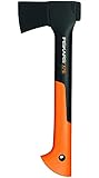 Fiskars Hacha pequeña universal, Estuche incluido, Longitud: 35,5 cm, Negro/Naranja, X7-XS, 1015618