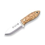 Joker Cuchillo Bushcraft Avispa S CL121, Mango de Abedul Rizado, Hoja de 8 cm con Agarre en el Lomo, Incluye Funda de...