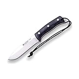 Joker Cuchillo Bushcraft Nomad CM125-P, Hoja de 12,7 cm, Mango micarta Canvas, Funda Piel de Color Negro con pedernal,...