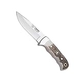 Cudeman Cuchillo 146-C Hoja de Acero Inoxidable MoVa 1.4116 de 11 cm empuñadura de asta de Ciervo de 11,5 cm para Caza,...