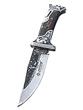 Precioso cuchillo de caza Auvex - cuchillo plegable – cuchillo de cazador con estampado de cazador y perro