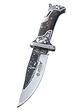 Precioso cuchillo de caza Auvex - cuchillo plegable – cuchillo de cazador con estampado de cazador y perro