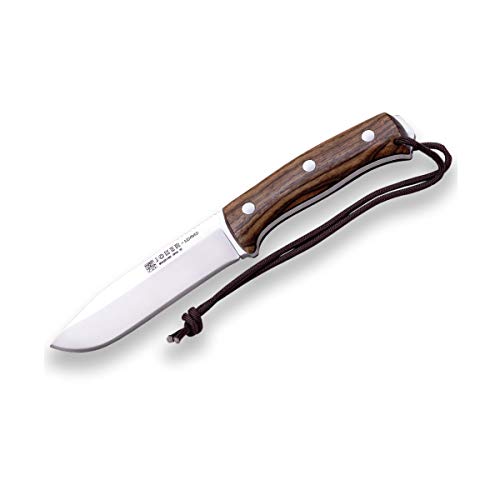 Joker Cuchillo de Caza Nomad CN125-P, 12,7 cm de Hoja, Funda Piel Negra, Mango Nogal, Incluye pedernal, Herramienta de...