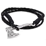 TEAMER - Pulsera con diseño de Hacha vikinga nórdica, Amuleto y Triquetra, Regalo para Hombres y Mujeres