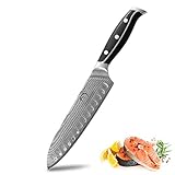 NANFANG BROTHERS Cuchillo Santoku de Acero de Damasco - Cuchillo de Cocina Santoku de 7 Pulgadas Cuchillo de Cocina...