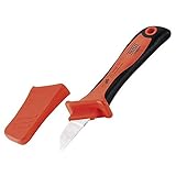 Alyco 108090 Cuchillo aislado para electricistas VDE 200 mm con funda, Negro