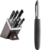 ZWILLING Bloque de cuchillos auto - afilables, 7 piezas, bloque de madera, cuchillos y tijeras con mango especial de...