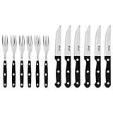 Russell Hobbs RH000431 RH000431-Juego de Cuchillos y Tenedor Unidades, Color Negro, Acero, 12 Piece Knife and Fork Set
