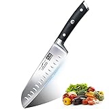 SHAN ZU Cuchillo Santoku Japones, Cuchillos de Cocina Profesionales 18cm, 7 ''Cuchillo Chef de Acero Inoxidable Alemán...