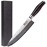 Cuchillo de 8 pulgadas cuchillo de cocina Gyuto Japón VG10 acero de Damasco Manija Cleaver natural de madera del ébano...