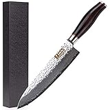 Cuchillo de 8 pulgadas cuchillo de cocina Gyuto Japón VG10 acero de Damasco Manija Cleaver natural de madera del ébano...