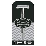 Wilkinson Sword Classic Premium - Máquina de Afeitar Vintage de Acero Cromado para Hombre + 5 Hojas de Afeitar de Doble...